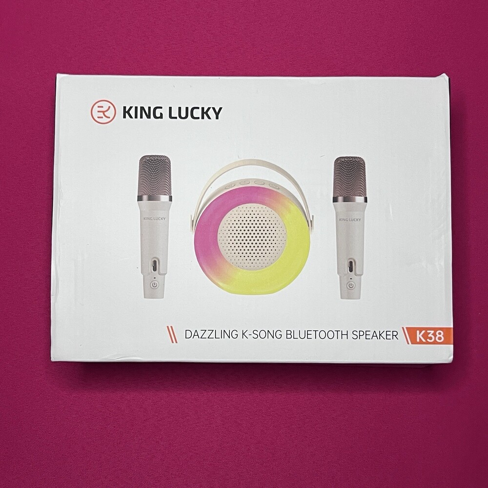 King Lucky K38 Portable Mini Karaoke Machine RGB Bluetooth Speaker 2 Mics NIB